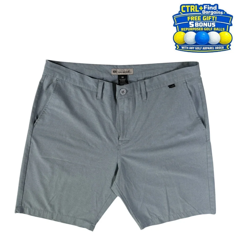 Travis Mathew‎ Beck Performance Golf Shorts Stretch Blue Gray Men's Size38
